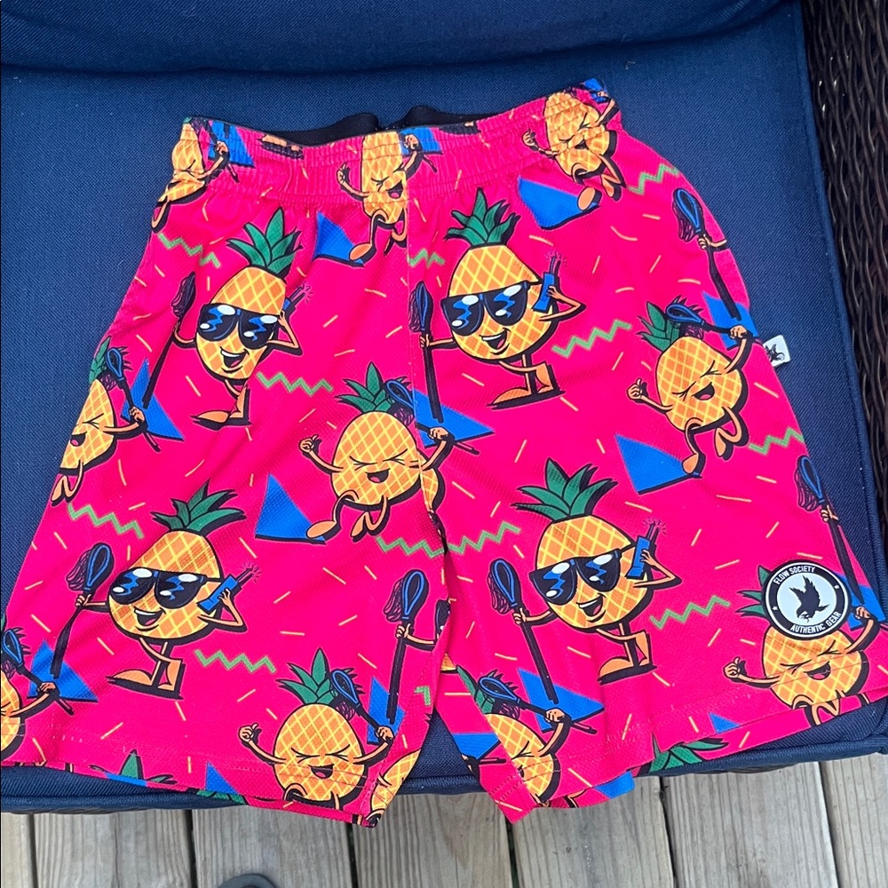 Society Youth Swim Shorts in Pink, Black and Blue